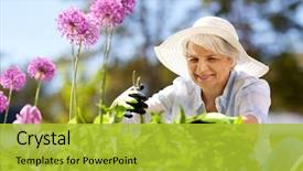  Presentation with senior care - Slides featuring growing old - gardening and people concept background and a yellow colored foreground