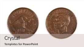  Presentation with australian - PPT theme consisting of old 1951 australian half penny background and a coral colored foreground