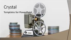  Presentation with vintage movie - PPT theme with old 8mm home movie projector background and a white colored foreground