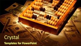  Presentation with euro - PPT theme enhanced with old-abacus-on-dollars background and a tawny brown colored foreground