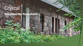  Presentation with abandoned - Colorful presentation enhanced with old-abandoned-brick-building backdrop and a dark gray colored foreground