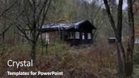  Presentation with camping - Amazing PPT theme having old-abandoned-bungalow-left backdrop and a tawny brown colored foreground