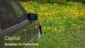  Presentation with old car - PPT theme featuring old-abandoned-car background and a tawny brown colored foreground