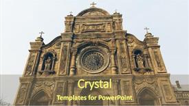  Presentation with old china - PPT theme with church with destroyed nanjing china background and a tawny brown colored foreground