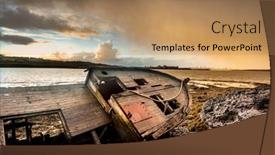  Presentation with infrastructure - Beautiful theme featuring old-abandoned-fishing-vessel backdrop and a coral colored foreground