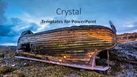  Presentation with old ship - Colorful slide deck enhanced with old-abandoned-fishing-vessel backdrop and a light blue colored foreground