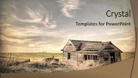  Presentation with old house - PPT theme featuring old abandoned house and farming background and a light gray colored foreground