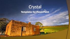  Presentation with old house - Colorful presentation design enhanced with old abandoned house backdrop and a ocean colored foreground