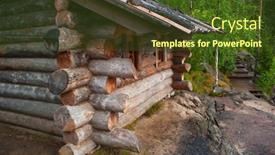  Presentation with hut - Presentation theme with old abandoned hut background and a tawny brown colored foreground