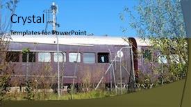  Presentation with rail - Audience pleasing slides consisting of old abandoned rail cars 2 backdrop and a light blue colored foreground
