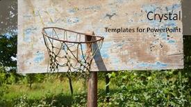 Presentation with basketball court - Audience pleasing presentation design consisting of old abandoned rusty basketball dunk backdrop and a mint green colored foreground