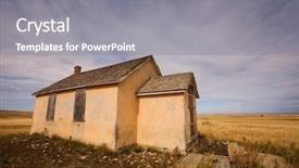  Presentation with old house - Slides with old abandoned school house background and a gray colored foreground