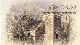  Presentation with weeds - Presentation design consisting of old abandoned schoolhouse in rural background and a soft green colored foreground