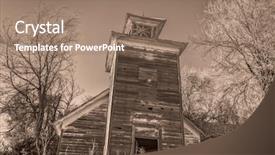  Presentation with weeds - Amazing slide deck having old abandoned schoolhouse in rural backdrop and a coral colored foreground