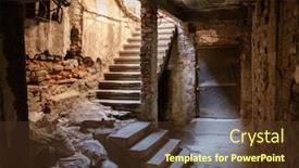  Presentation with industrial concrete - PPT layouts having old abandoned tunnel in the slum underground cellar entrance to urban catacombs underside of city overpass concrete old worn repair dirty industrial construction infrastructure arch beam background and a tawny brown colored foreground