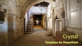  Presentation with industrial concrete - Audience pleasing slide deck consisting of old abandoned tunnel in the slum underground cellar entrance to urban catacombs underside of city overpass concrete old worn repair dirty industrial construction infrastructure arch beam backdrop and a tawny brown colored foreground