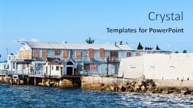  Presentation with old wood - Audience pleasing PPT layouts consisting of old-abandoned-waterfront-warehouse backdrop and a light blue colored foreground