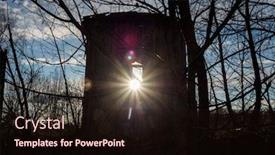  Presentation with house forest - PPT theme with old-abandoned-wooden-house background and a wine colored foreground