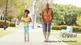  Presentation with riding jetski - Beautiful slide set featuring grandmother and granddaughter riding scooters backdrop and a soft green colored foreground