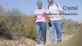  Presentation with walk - Beautiful PPT theme featuring elderly african americans - senior couple on walk backdrop and a light blue colored foreground