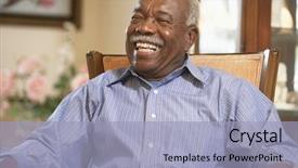  Presentation with man relaxing on massage table - PPT layouts consisting of elderly african americans - senior man relaxing in armchair background and a light blue colored foreground