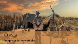  Presentation with old man - PPT layouts having old-african-man-standing background and a gold colored foreground