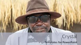  Presentation with sunglass - Beautiful presentation theme featuring old-african-with-sunglass-standing backdrop and a light blue colored foreground