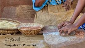  Presentation with sorghum - Presentation theme consisting of old-african-woman-grinding-sorghum background and a coral colored foreground