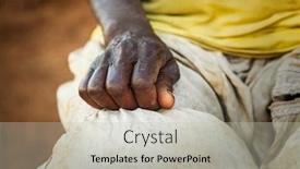  Presentation with african woman - Colorful PPT layouts enhanced with old-african-woman-hand-rested backdrop and a soft green colored foreground