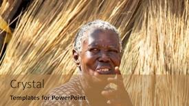  Presentation with woman gathering - PPT layouts enhanced with old-african-woman-sitting-down background and a coral colored foreground