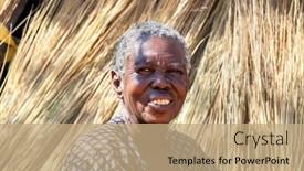  Presentation with woman gathering - PPT theme consisting of old-african-woman-sitting-down background and a coral colored foreground