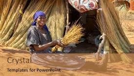  Presentation with woman gathering - Slide deck having old-african-woman-sitting-down background and a gold colored foreground