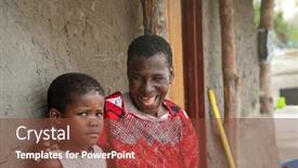  Presentation with african sunset - Slide deck enhanced with old-african-woman-talking background and a tawny brown colored foreground