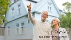  Presentation with senior living - Slide set enhanced with old age accommodation and real background and a soft green colored foreground