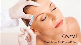  Presentation with injection - Colorful theme enhanced with old age care - doctor giving face lifting injection backdrop and a coral colored foreground