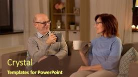  Presentation with old age - Audience pleasing theme consisting of old-age-drink-and-people backdrop and a tawny brown colored foreground