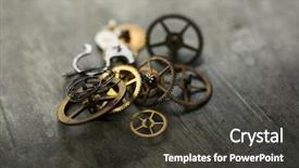  Presentation with gadget - Slide deck featuring old age gadget parts precession background and a dark gray colored foreground