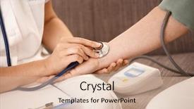  Presentation with old age - Slides with old age homes - closeup of nurse using stethoscope background and a soft green colored foreground