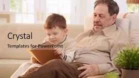  Presentation with grandfather - Theme consisting of old age homes - grandfather sitting in armchair background and a coral colored foreground