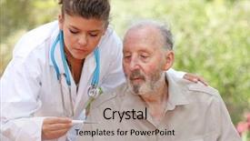  Presentation with temperature - PPT theme consisting of old age homes - nurse or doctor taking temperature background and a light gray colored foreground