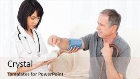  Presentation with blood pressure - Audience pleasing presentation theme consisting of old age homes - nurse taking blood pressure backdrop and a lemonade colored foreground