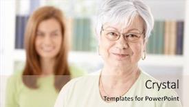  Presentation with old age - Beautiful slides featuring old age homes - portrait of mature woman smiling backdrop and a lemonade colored foreground