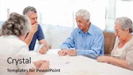  Presentation with playing cards - Presentation featuring old age homes - retired people playing cards together background and a lemonade colored foreground