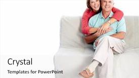  Presentation with senior couple - Presentation theme consisting of old age homes - senior couple portrait isolated background and a white colored foreground