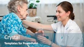  Presentation with caregiver - Slide deck featuring old age homes - senior woman with her caregiver background and a teal colored foreground