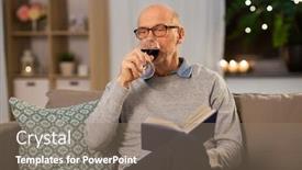  Presentation with wine book - Slide deck featuring old-age-leisure-and-people background and a coral colored foreground