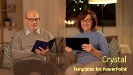  Presentation with wine book - Audience pleasing slide set consisting of old-age-leisure-and-people backdrop and a tawny brown colored foreground