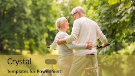  Presentation with old age - Slide set having old age people and lifestyle background and a yellow colored foreground