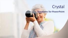  Presentation with old age - Slides with old age photography and people background and a sky blue colored foreground