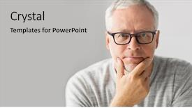  Presentation with old age - Presentation design featuring old age problem and people background and a light gray colored foreground